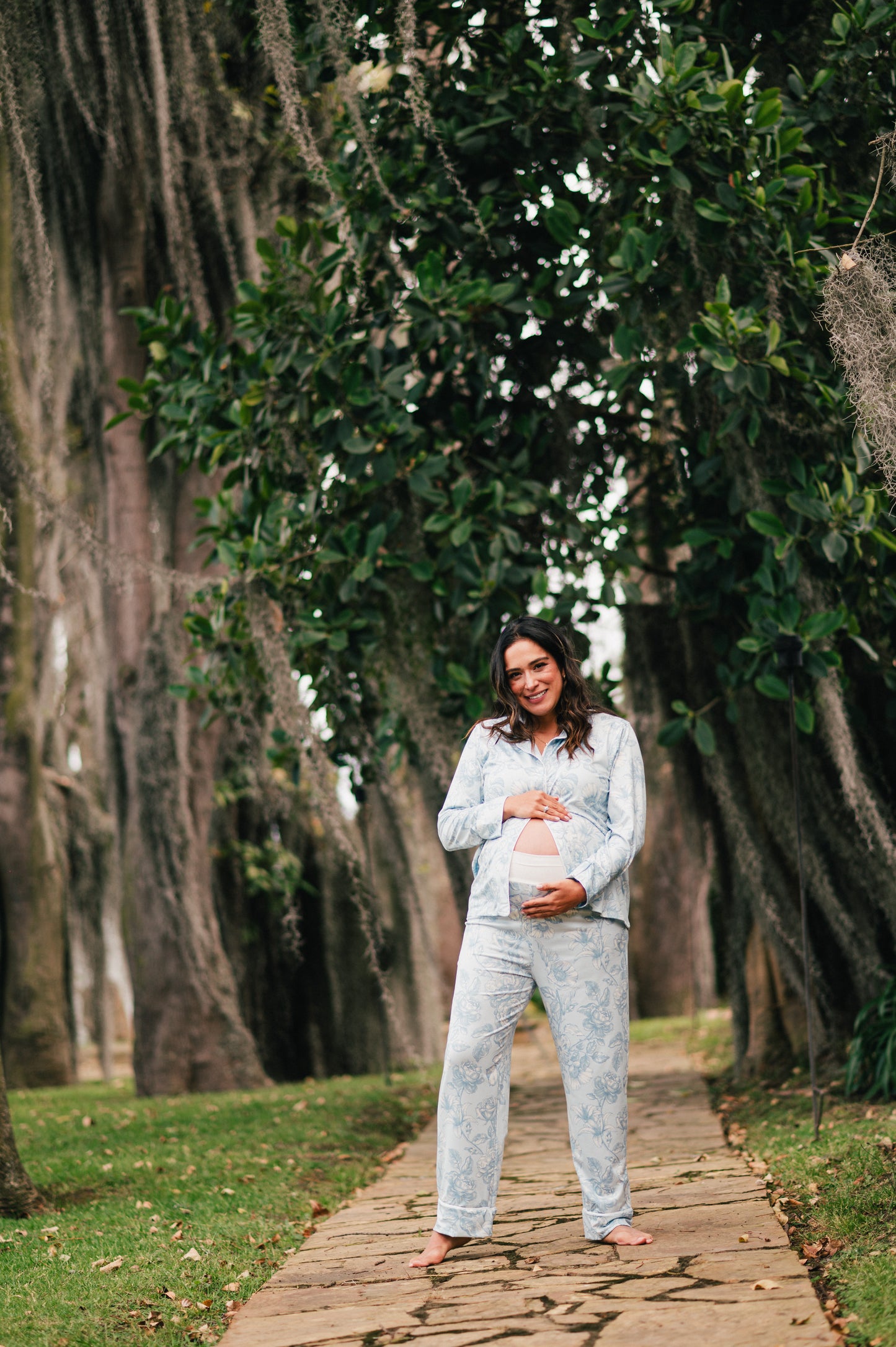 Lirios Celeste - Camisa Manga Larga y Pantalon Maternidad