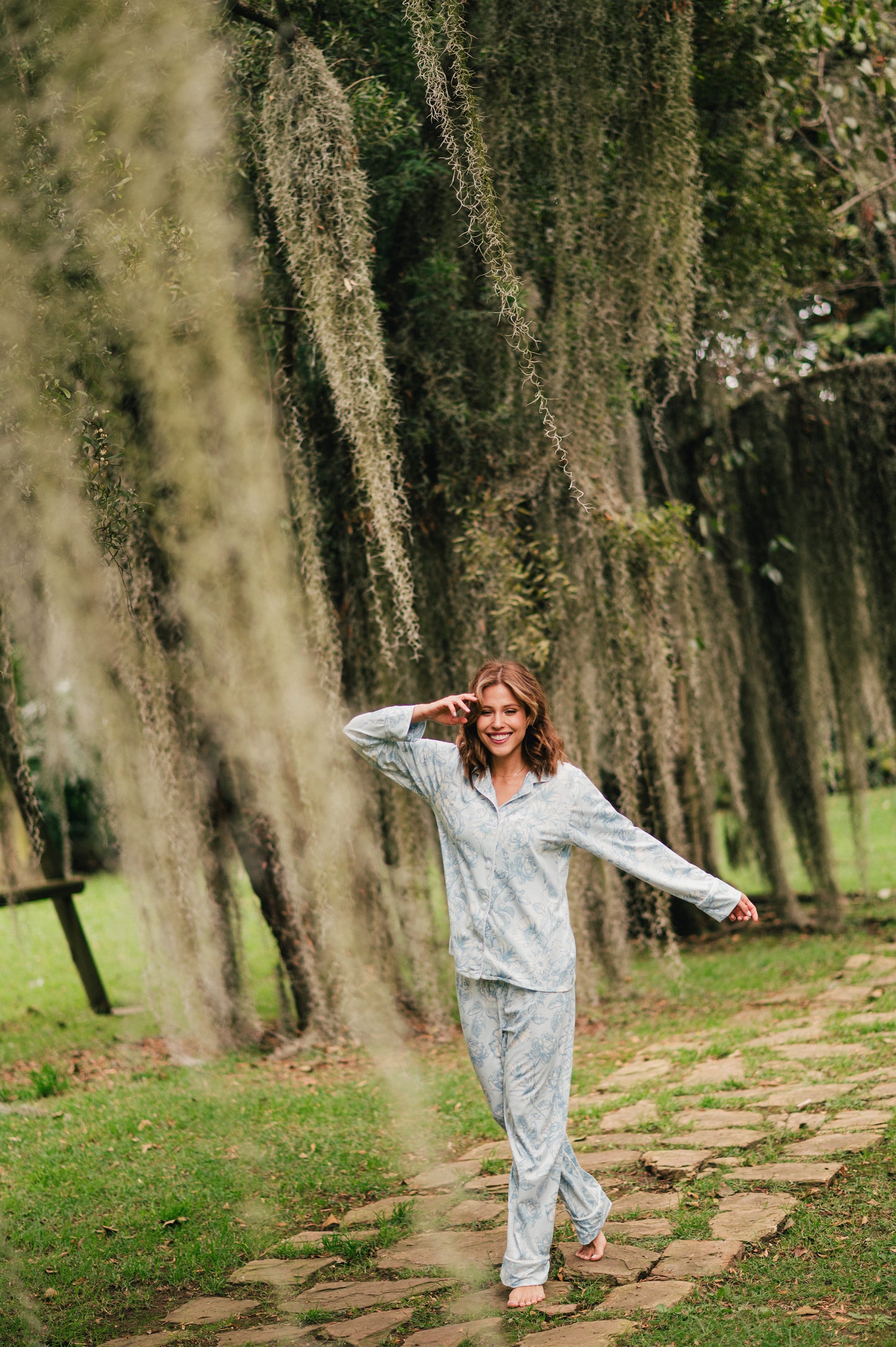 Lirios Celeste - Camisa Manga Larga y Pantalon