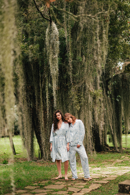 Lirios Celeste - Camisa Manga Larga y Pantalon