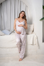 Lirios Nude - Blusa de Tiritas Broche de Lactancia y Pantalon