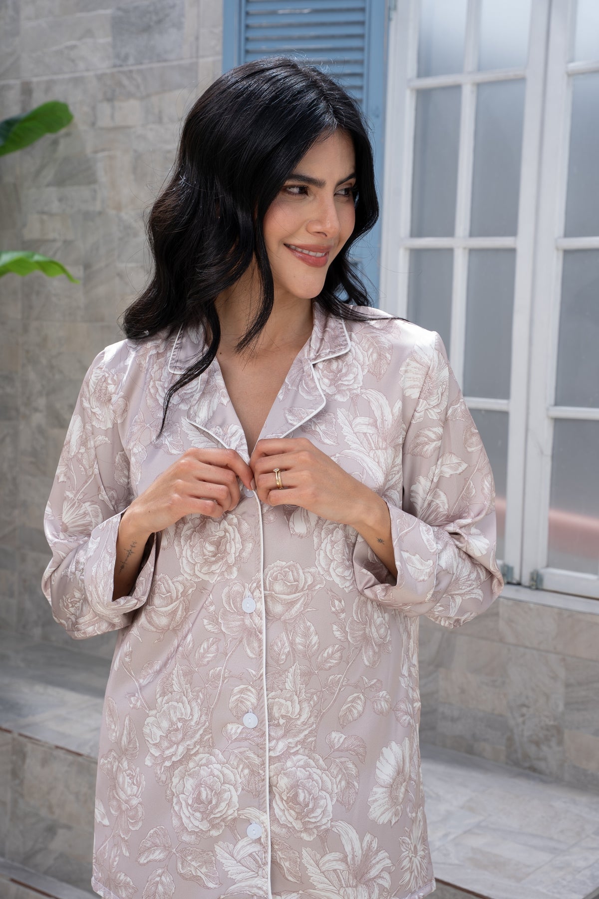 Lirios Nude - Camisa Manga Larga y Pantalon