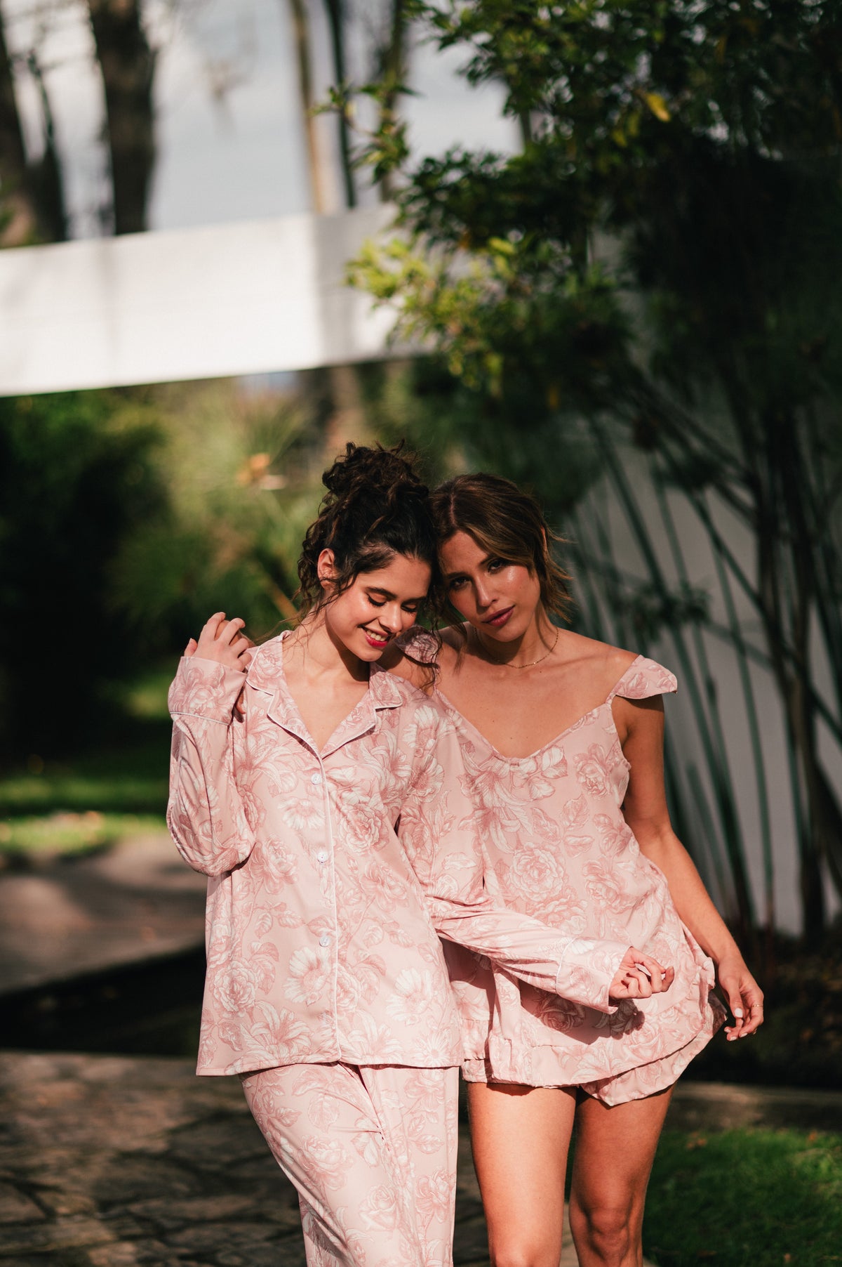 Lirios Palo Rosa | Camisa Manga Larga y Pantalón Bambula Pijama Mujer Elegante