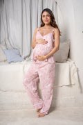 Lirios Palo Rosa - Blusa de Tiritas Broche de Lactancia y Pantalon