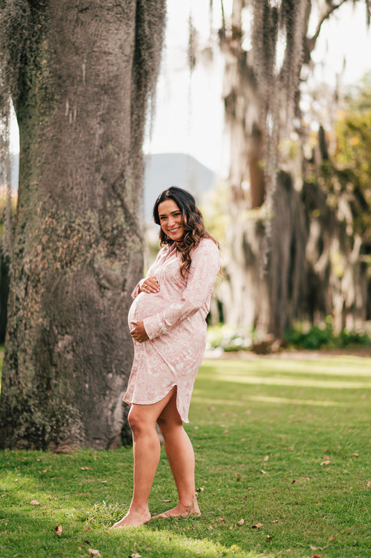 Lirios Palo Rosa | Camisón Maternidad Mujer Pijama Elegante y Cómoda