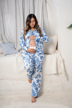 Lirios del Mar - Camisa Manga Larga y Pantalon Maternidad foto de cuerpo entero