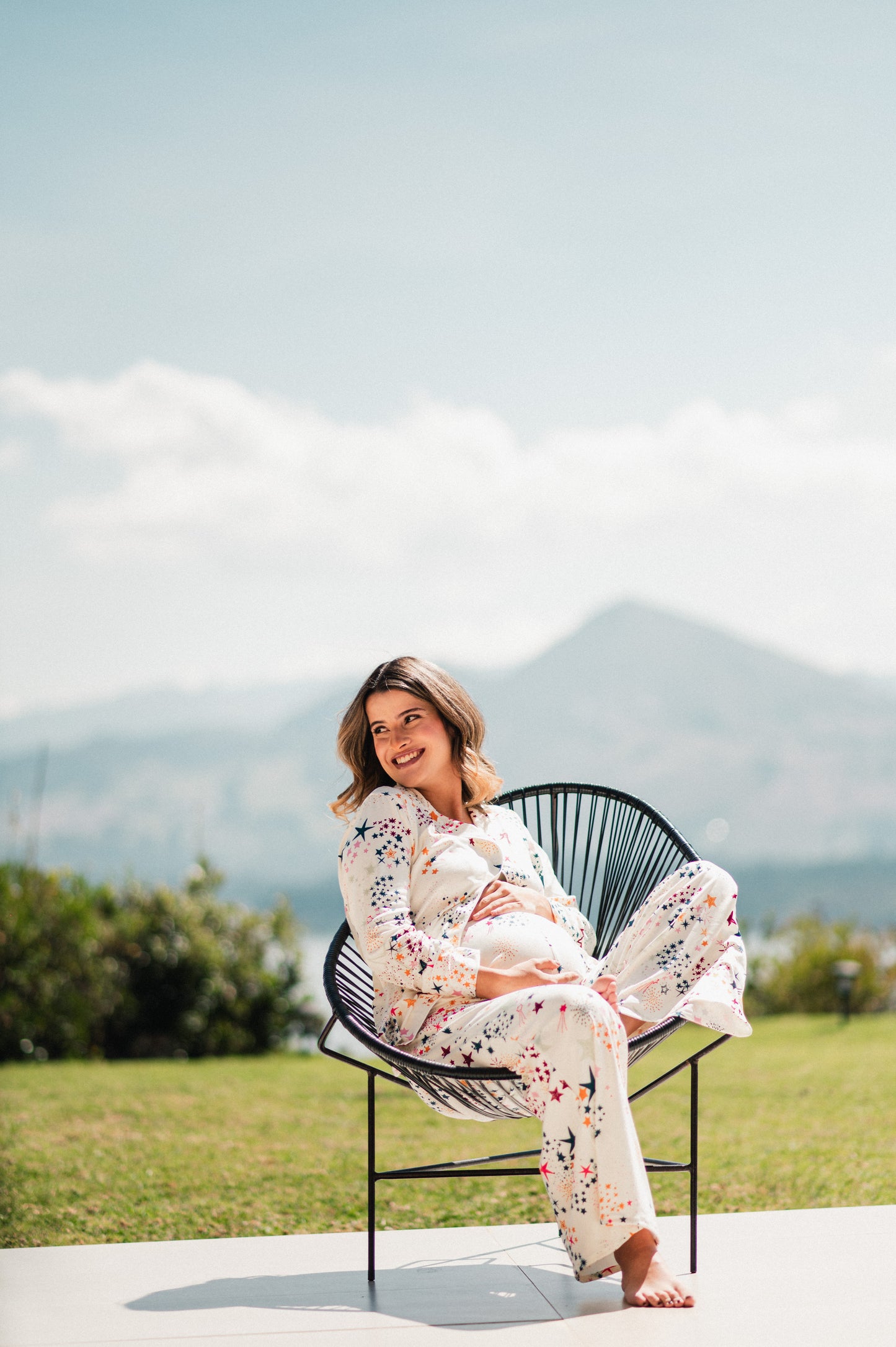 Lluvia de Estrellas - Camisa Manga Larga Y Pantalon Ancho Maternidad