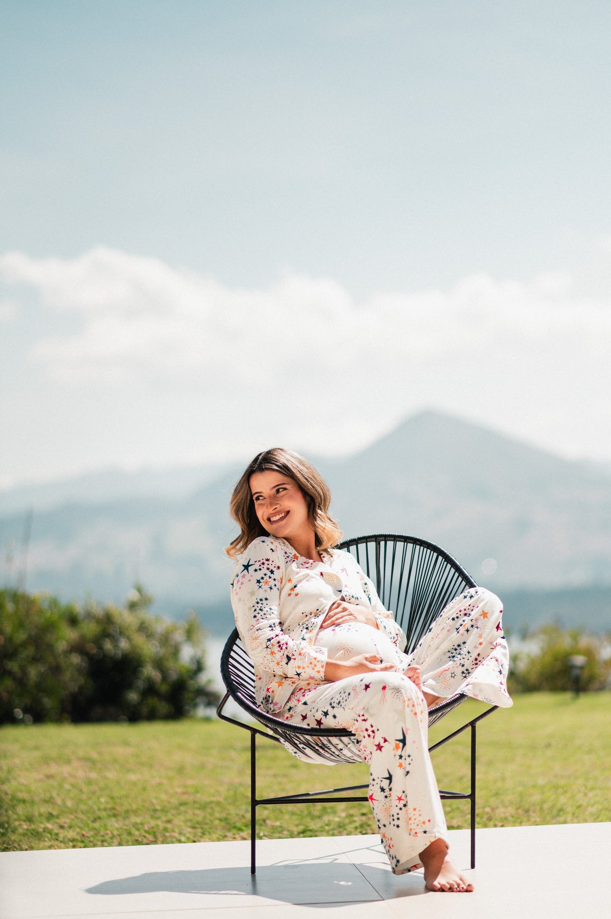 Lluvia de Estrellas - Camisa Manga Larga Y Pantalon Ancho Maternidad