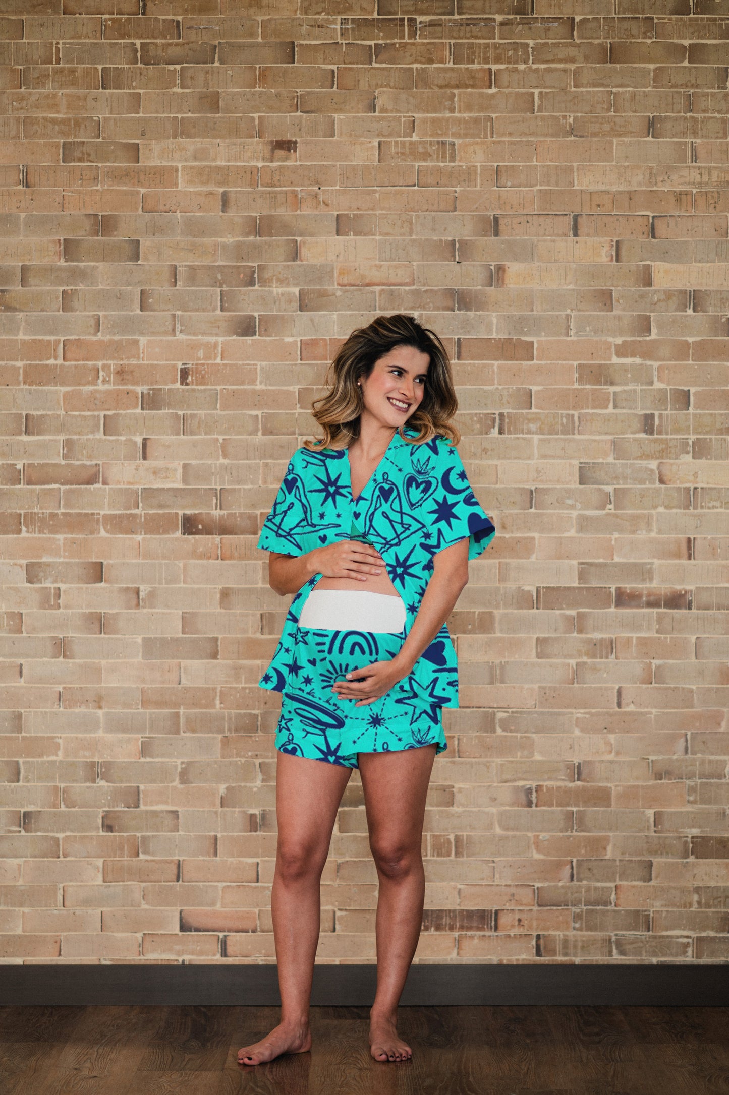 Magic Love Blue - Camisa Manga Corta y Short Maternidad