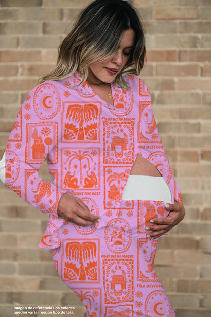 Magic Orange - Camisa Manga Larga y Pantalon Maternidad