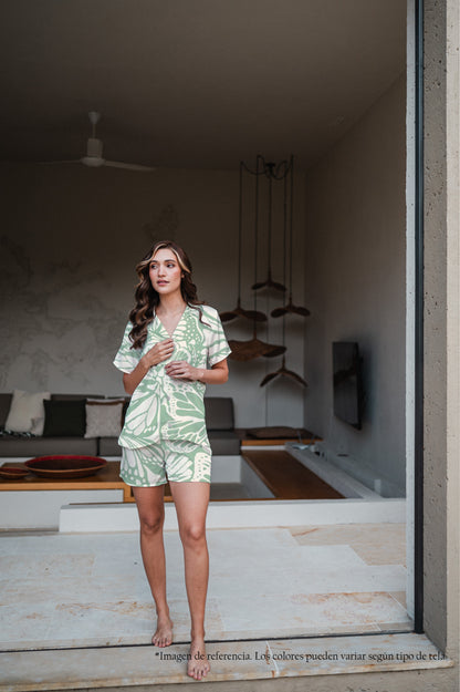 Mariposa Menta - Camisa Manga Corta y Short