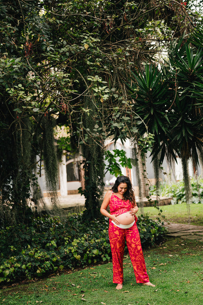 Magic Love Pink - Blusa Tiritas Broche Lactancia y Pantalon Maternidad