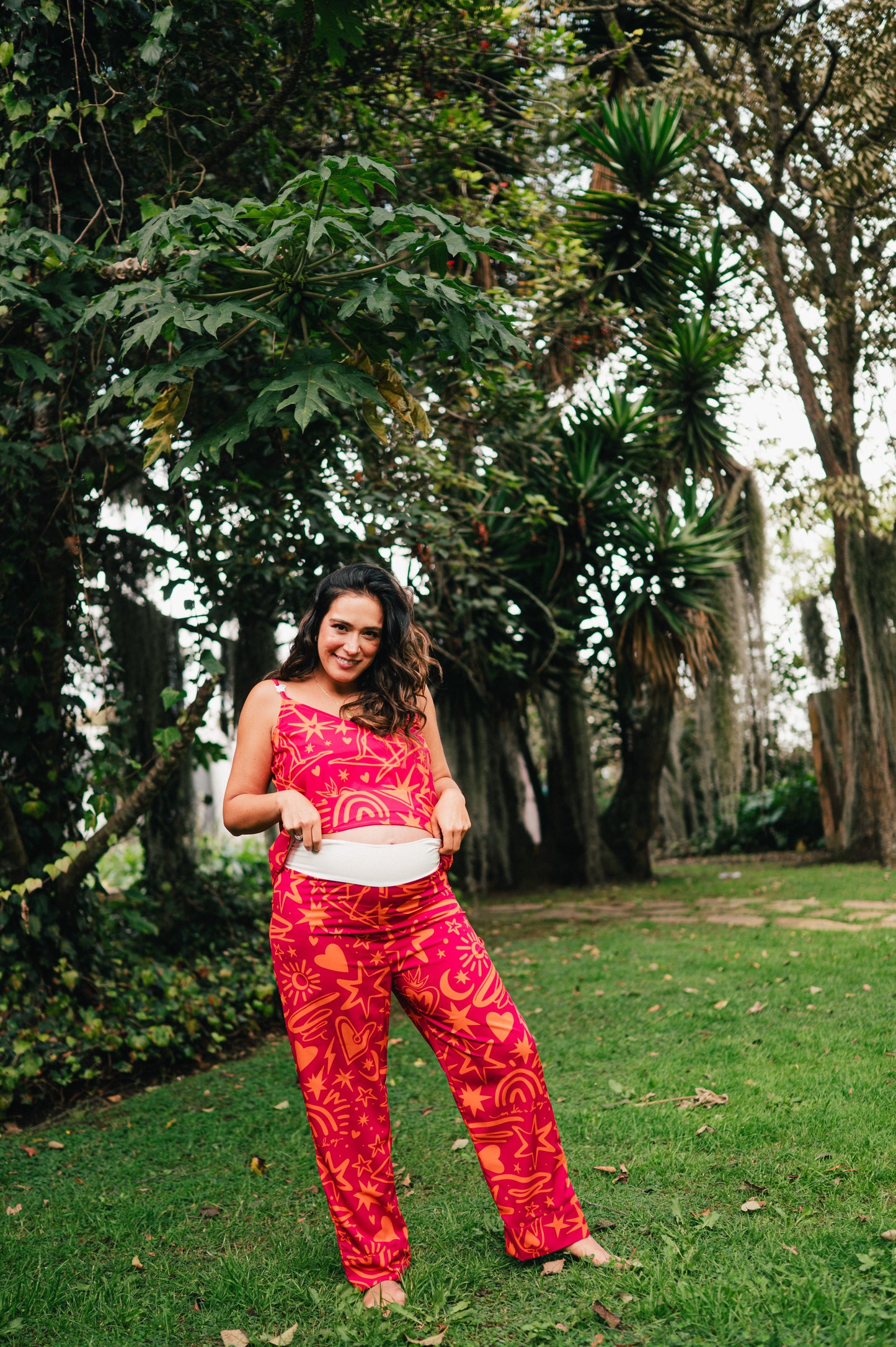Magic Love Pink - Blusa Tiritas Broche Lactancia y Pantalon Maternidad
