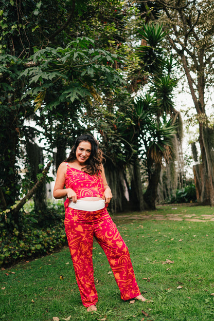 Magic Love Pink - Blusa Tiritas Broche Lactancia y Pantalon Maternidad