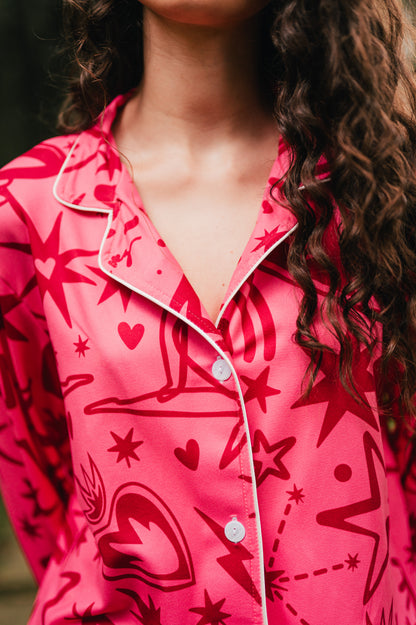 Magic Love Pink - Camisa Manga Larga y Pantalon