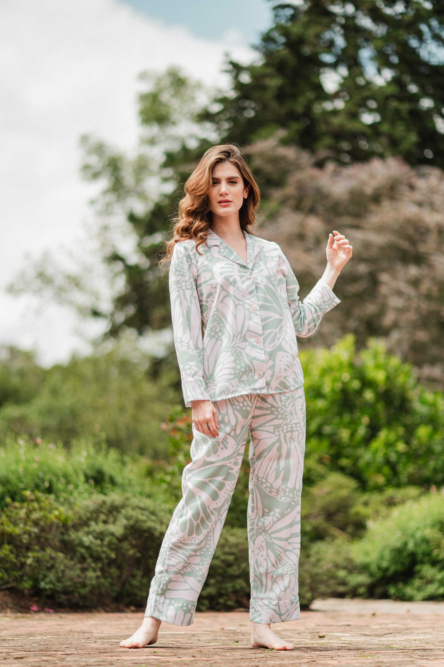 Mariposa Menta - Camisa Manga Larga y Pantalon