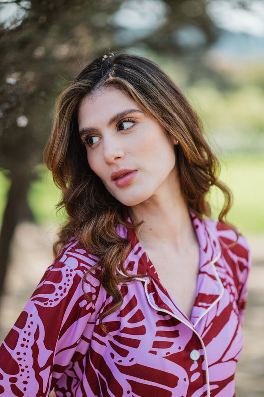 Mariposas en Rosa - Camisa Manga Larga y Pantalon