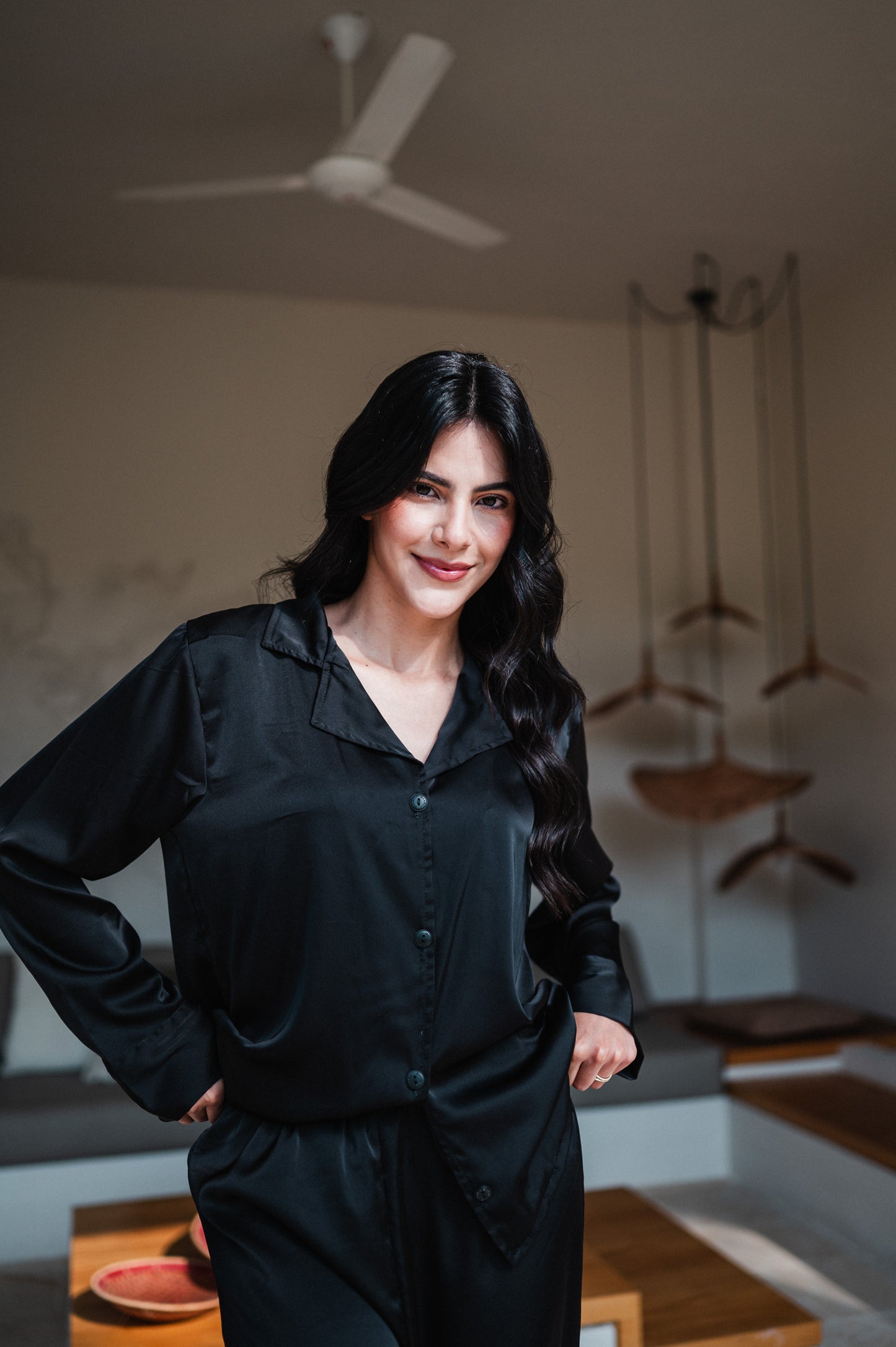 Negro - Camisa Manga Larga y Pantalon
