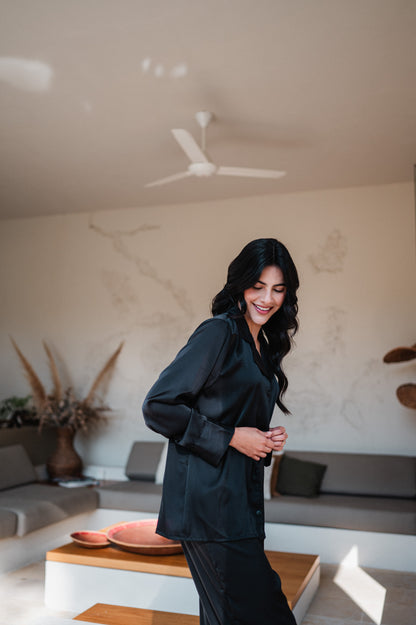 Negro - Camisa Manga Larga y Pantalon