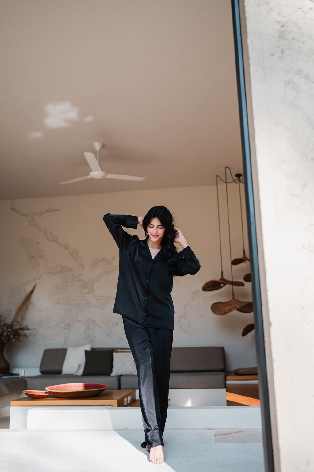 Negro - Camisa Manga Larga y Pantalon