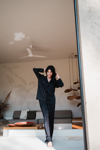 Negro - Camisa Manga Larga y Pantalon