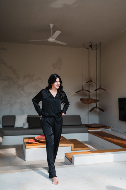 Negro - Camisa Manga Larga y Pantalon
