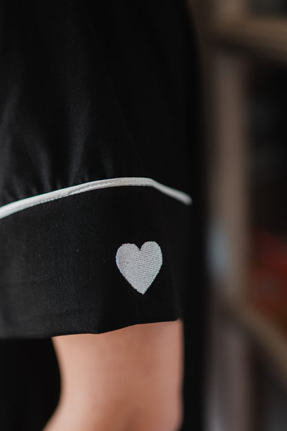 Negro Algodón 100% - Camisa Manga Corta y Short 2 Bordados