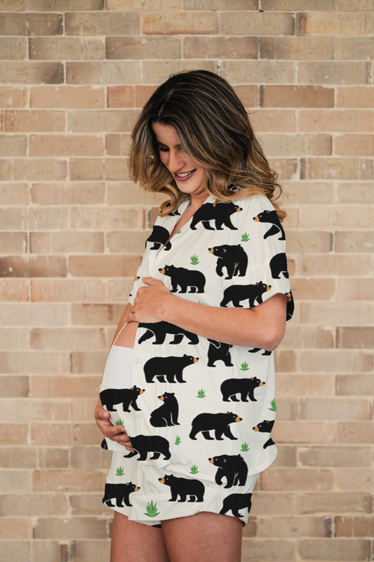 Oso de Anteojos - Camisa Manga Corta y Short Maternidad