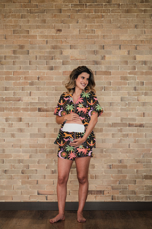 Paradise Black - Camisa Manga Corta y Short Maternidad