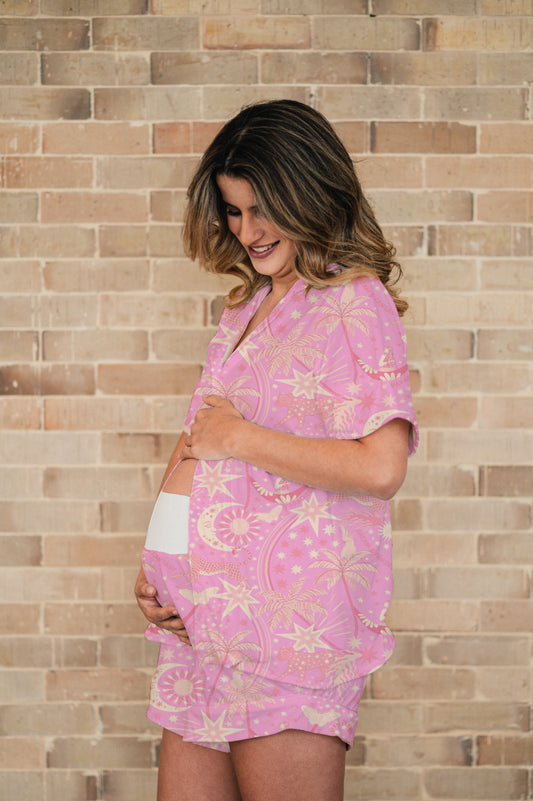 Paradise Pink - Camisa Manga Corta y Short Maternidad