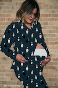 Pinguinos Azul Oscuro - Camisa + Pantalon Maternidad READY TO SHIP