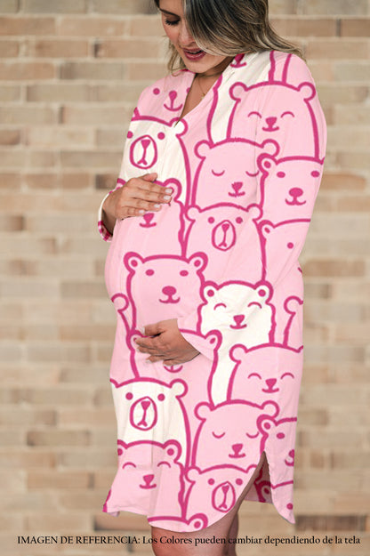 Pink Bear - Camison Manga Larga Maternidad