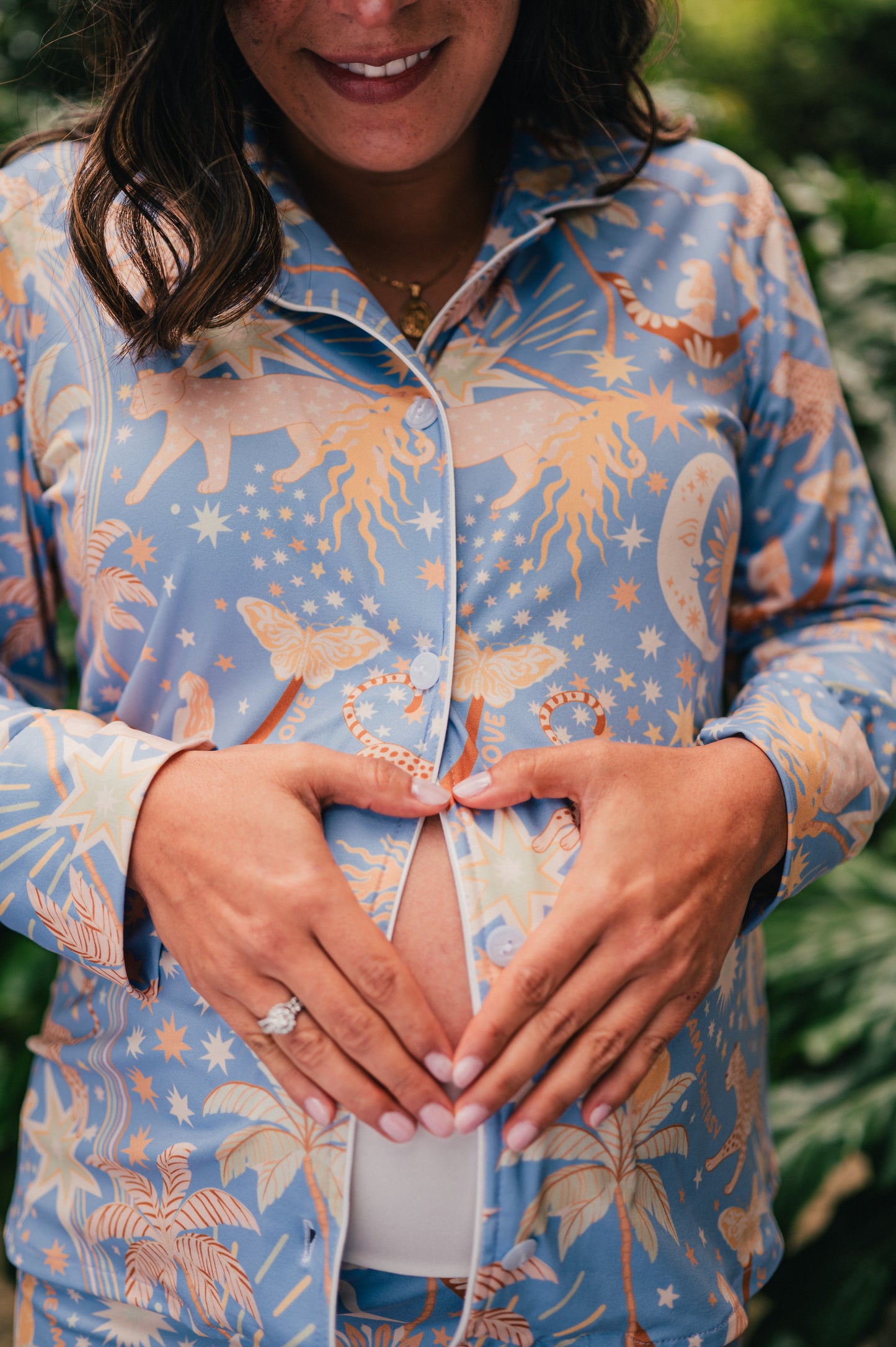 Paradise Blue - Camisa Manga Larga y Pantalon Maternidad