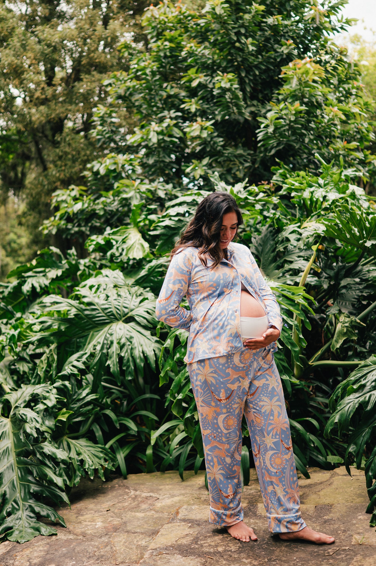 Paradise Blue - Camisa Manga Larga y Pantalon Maternidad