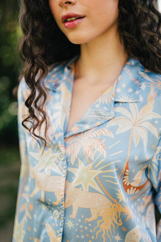 Paradise Blue - Camisa Manga Larga y Pantalon