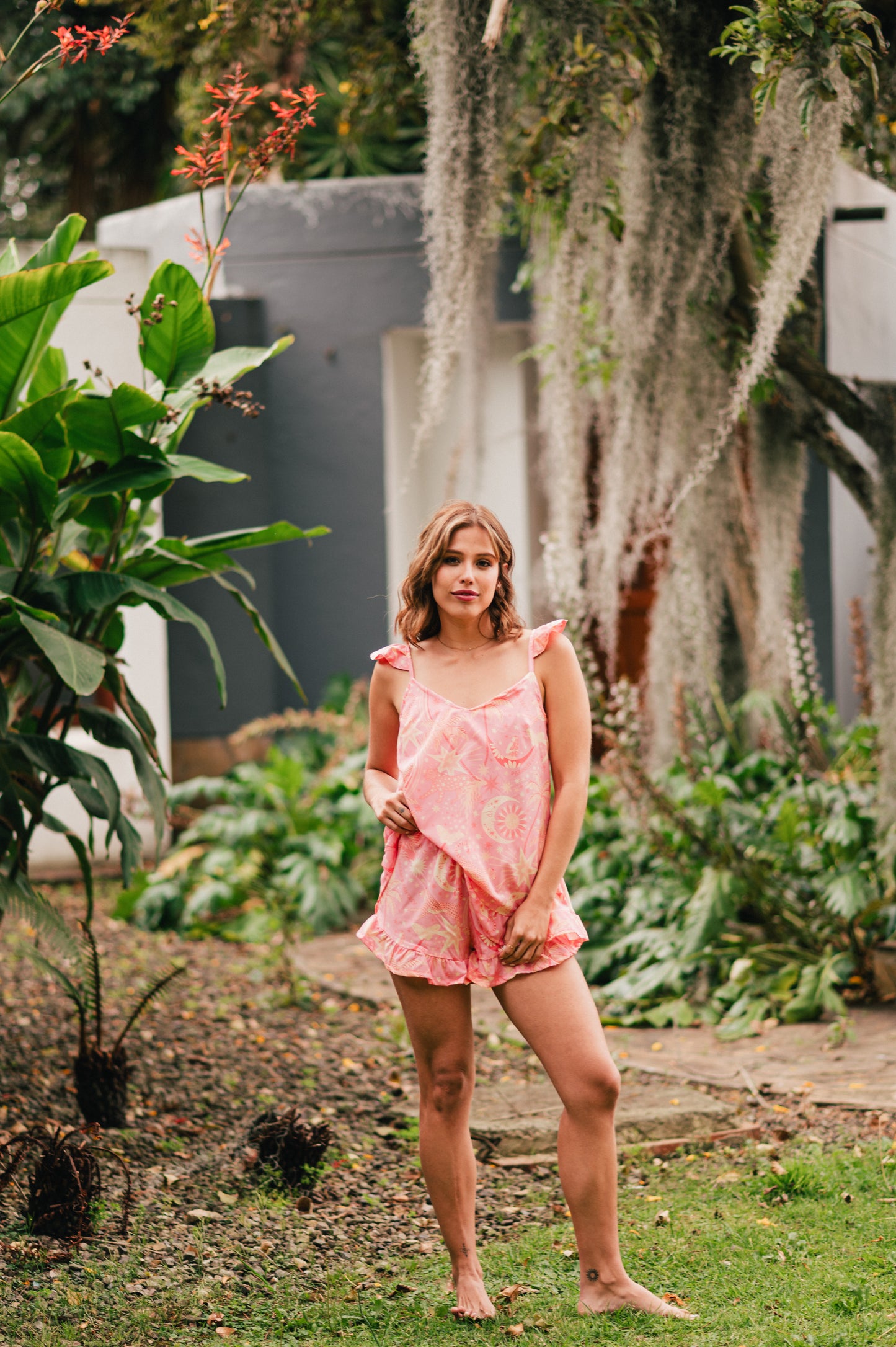 Paradise Pink - Blura de Arandelas y Short Arandelas
