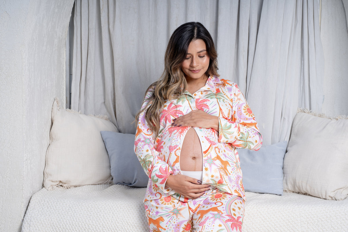 Paradise White - Camisa Manga Larga y Pantalon Maternidad