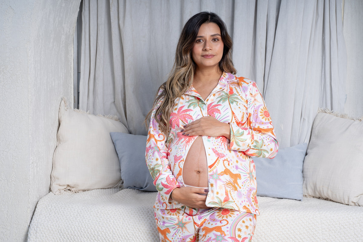Paradise White - Camisa Manga Larga y Pantalon Maternidad