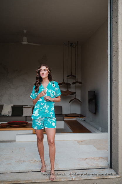 Rosal Turqueza - Camisa Manga Corta y Short