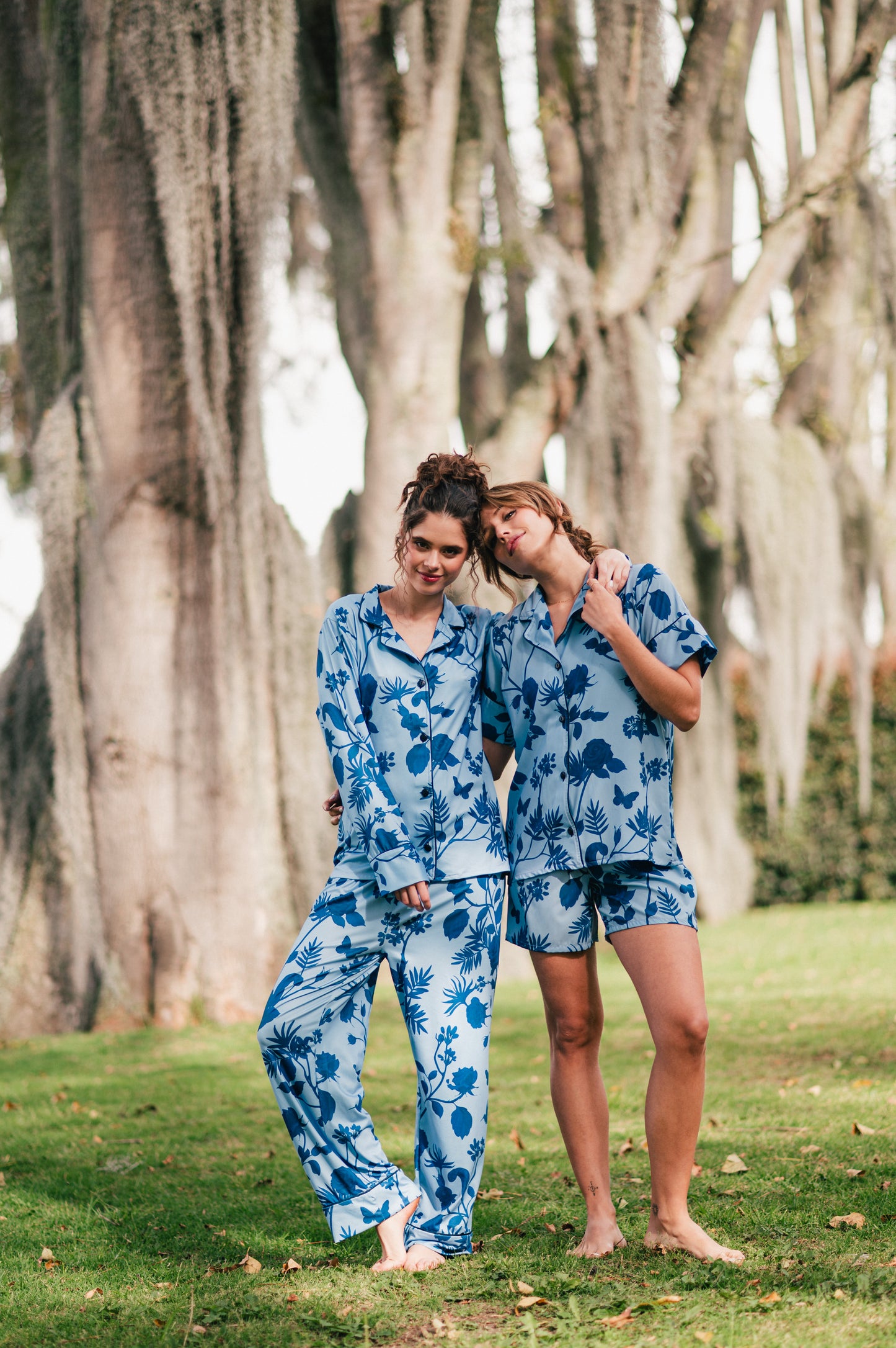 Rosal Celeste | Camisa Manga Larga y Pantalón Pijama Mujer Elegante Bambula