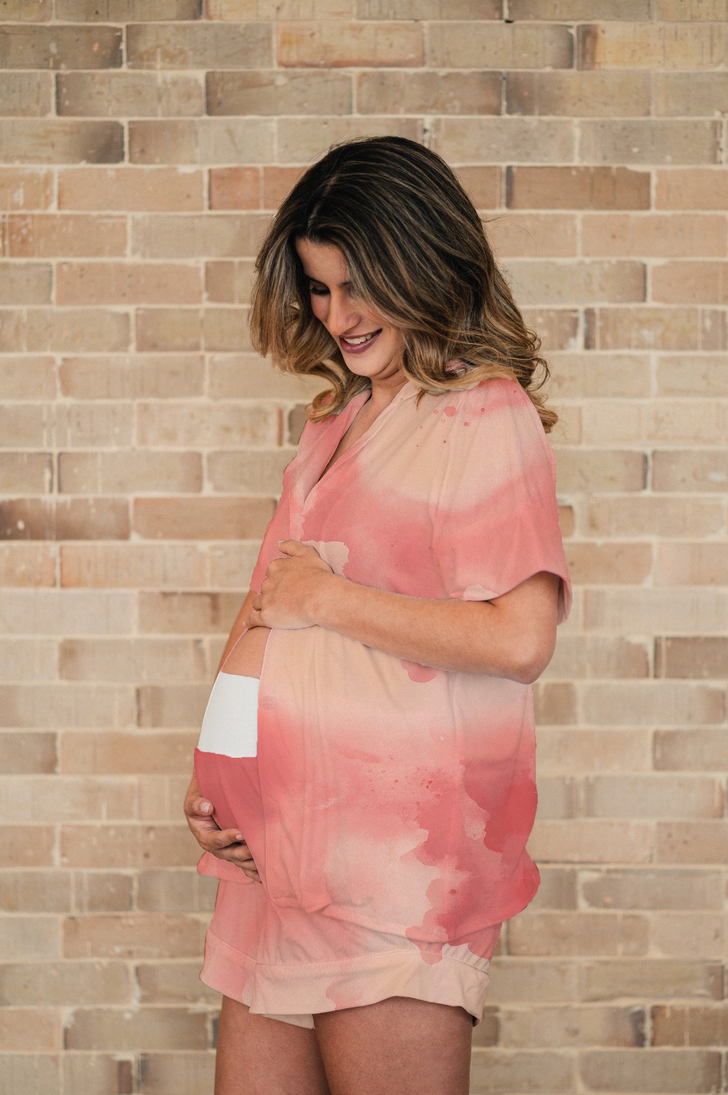Salmon Sketch - Camisa Manga Corta y Short Maternidad