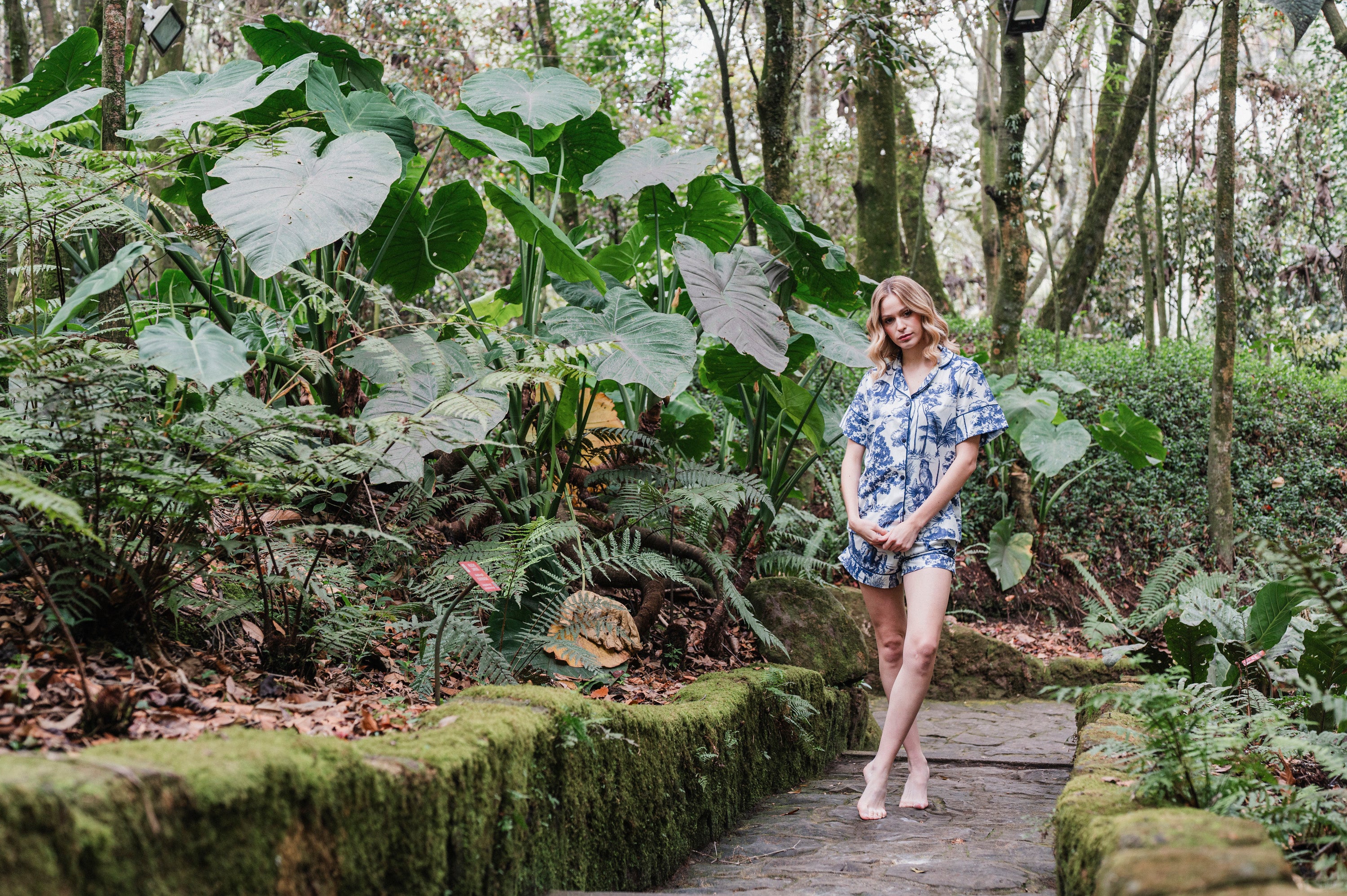 Selva Africana Azul - Camisa Manga Corta y Short