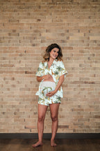 Selva Hindu Azul - Camisa Manga Corta y Short Maternidad