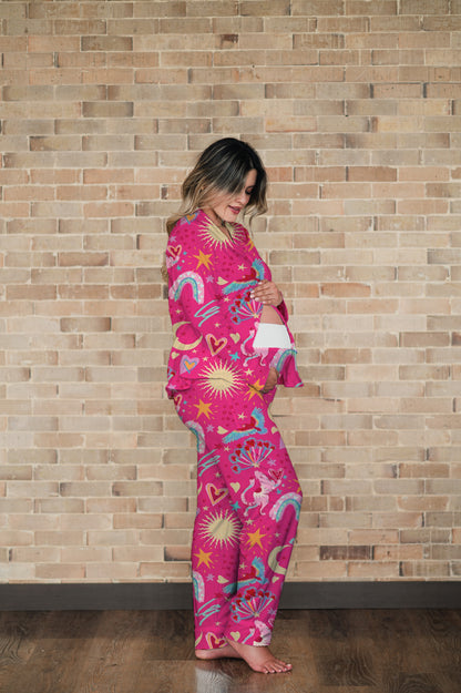 Suspiro de Amor Fucsia - Camisa Manga Larga y Pantalon Maternidad