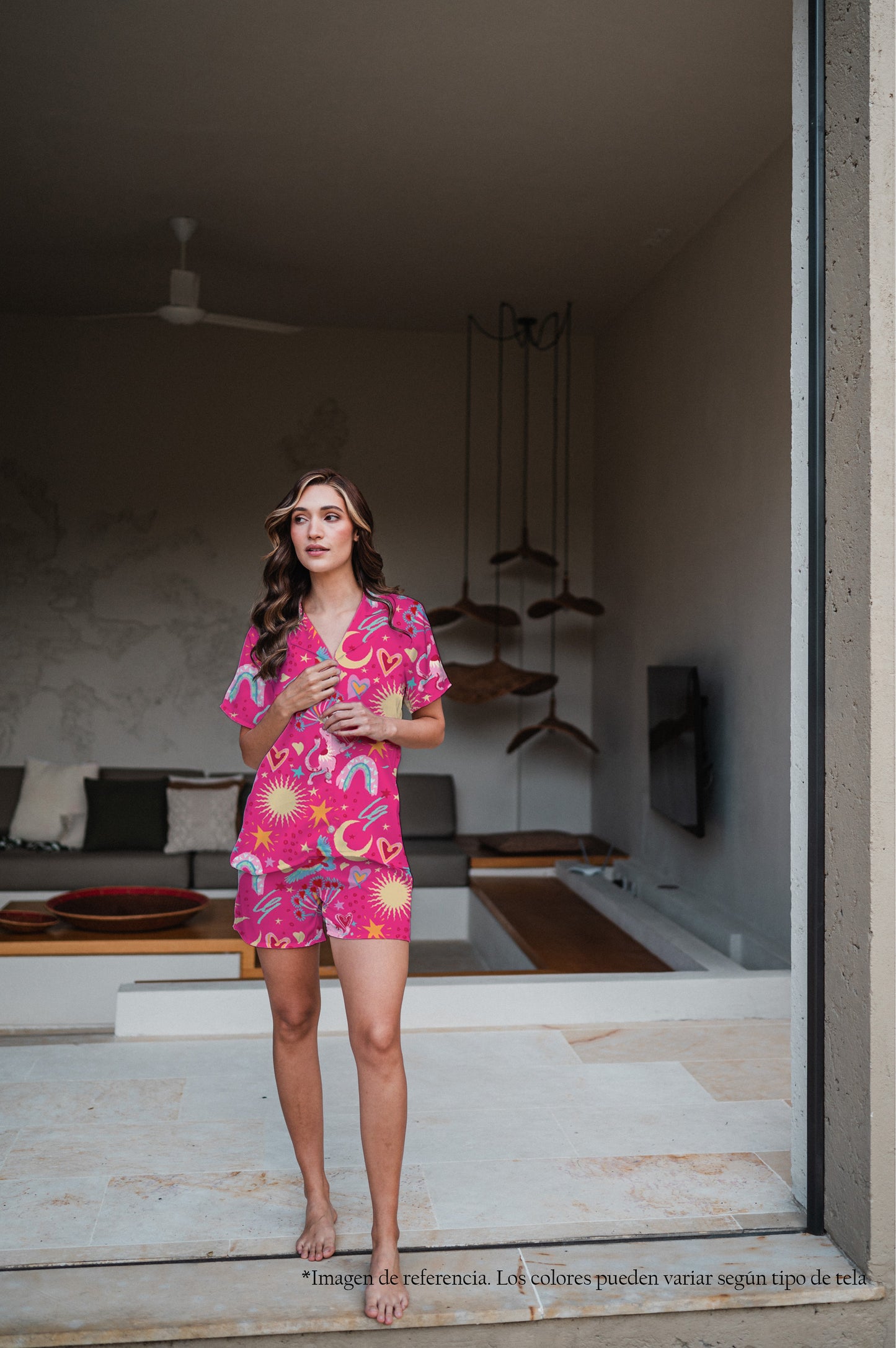 Suspiro de Amor Fucsia - Camisa Manga Corta y Short