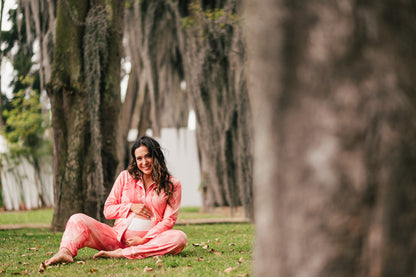 Salmon Sketch - Camisa Manga Larga y Pantalon Maternidad