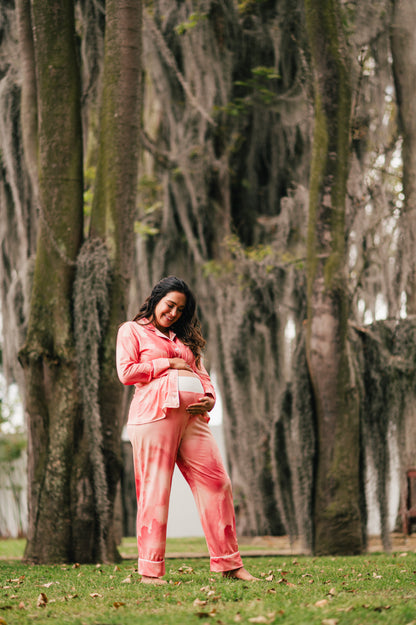 Salmon Sketch - Camisa Manga Larga y Pantalon Maternidad