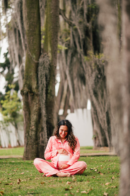 Salmon Sketch - Camisa Manga Larga y Pantalon Maternidad