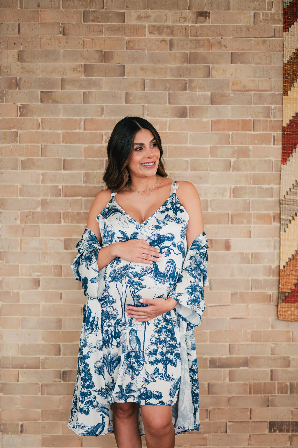 Selva Africana Azul - Kimono y Bata Broche Lactancia
