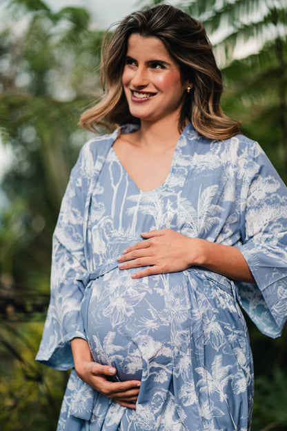 Selva Africana Celeste - Bata Lactancia y Kimono READY TO SHIP