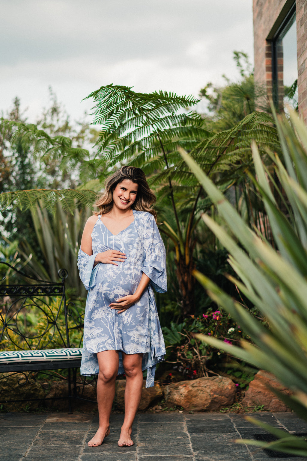 Selva Africana Celeste - Kimono y Bata Broche Lactancia
